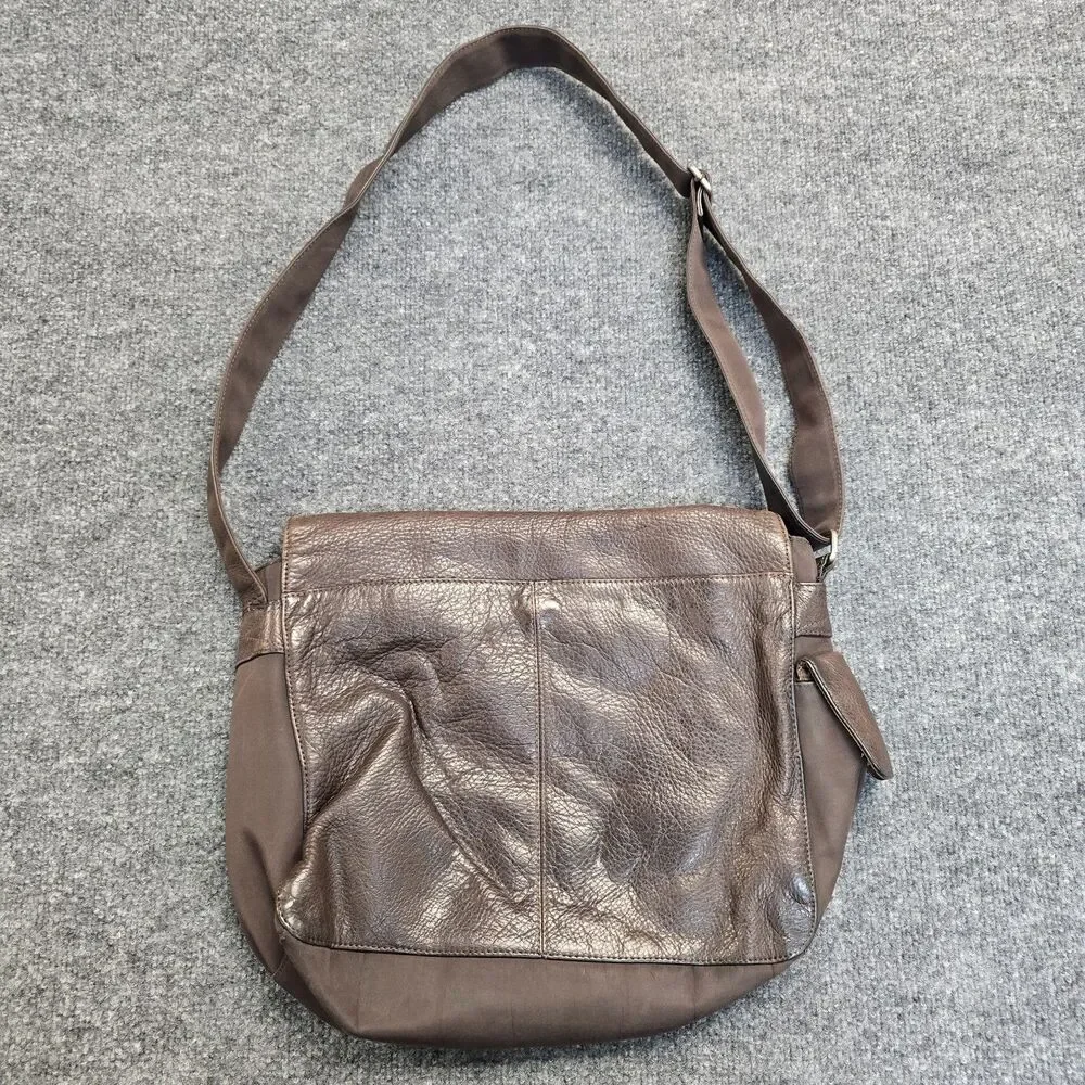 Fossil Brown Y2K Cow Hide Leather  Messenger Bag Satchel Crossbody